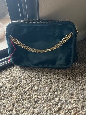 Cole Haan Emerald Velvet Chain-Handle Crossbody Bag